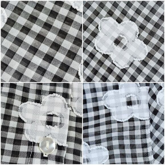 🔺️Alfred Dunner Black & White Checkmate Button Top Petite Medium - Picture 9 of 10